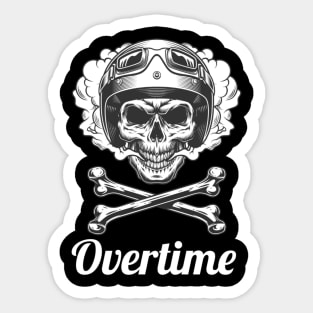 Overtime / Vintage Skull Style Sticker